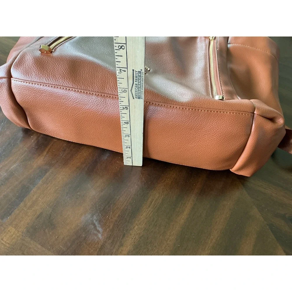 Miss Fong Diaper Bag Tote Vegan Leather Cognac Brown with Changing Pad Large OS